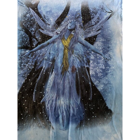Vintage The Mountain John Shannon Winter Fairy Goddess T-Shirt Size M Blue Y2K - Picture 1 of 11